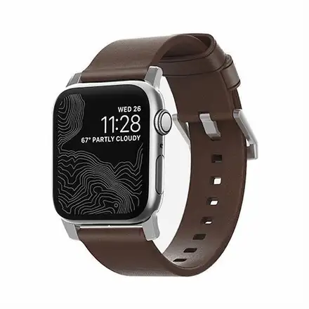 Nomad kožený remienok pre Apple Watch 40-42mm - Modern Brown/Silver Hardware