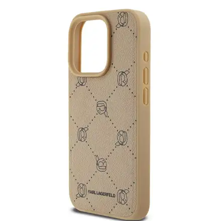 Karl Lagerfeld PU Karl Heads Pattern Magsafe kryt iPhone 15 Pro béžová