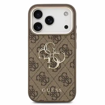 Guess PU 4G Metal Logo Strap kryt iPhone 18 Pro Max hnedý