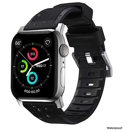 Nomad remienok Rugged Strap pre Apple Watch 44/45/49mm - Black/Silver Hardware