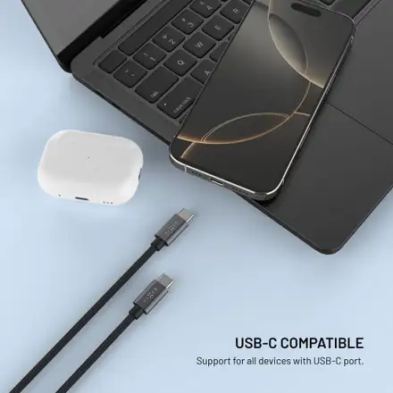 FIXED Power Watch Cable s konektormi  USB-C/USB-C, šedý