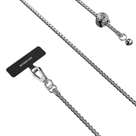 SwitchEasy šnúrka Metal Chain Strap + Strap Card, Phone Lanyard - Silver