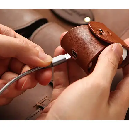 Elago Airpods Leather Case - Black