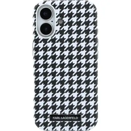 Karl Lagerfeld PU Houndstooth Resin Plate MagSafe kryt iPhone 17 čierny