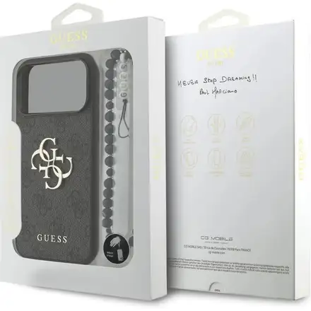 Guess PU 4G Metal Logo Strap kryt iPhone 17 Pro čierny