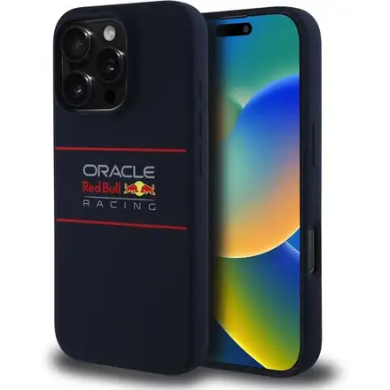 Red Bull Silicone Horizontal Logo MagSafe Zadný Kryt pre iPhone 16 Pro Max modrý