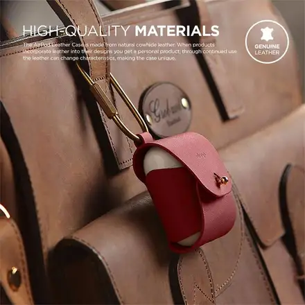 Elago Airpods Leather Case - Red