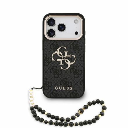 Guess PU 4G Metal Logo Strap kryt iPhone 18 Pro čierny