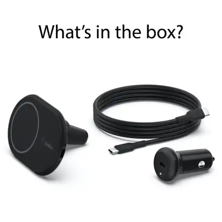 Belkin Boost Charge Magnetic Wireless Car Charger 10W + 20W PD Charger - Black