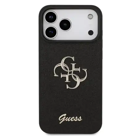 Guess PU Fixed Glitter 4G Metal Logo kryt iPhone 18 Pro čierny