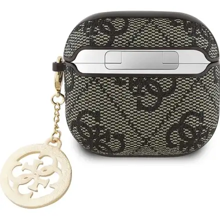 Guess 4G Script PC/PU Charm Púzdro pre AirPods 4 hnedé *Rozbalený*