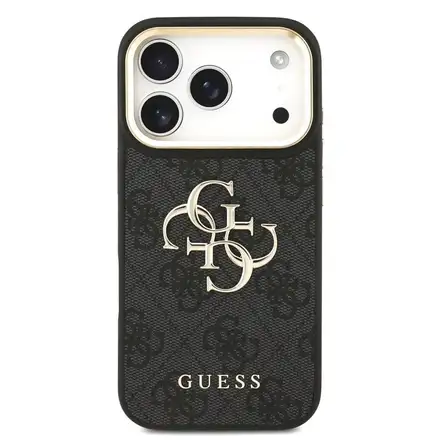 Guess PU Leather 4G Gold Frame MagSafe kryt iPhone 18 Pro čierny