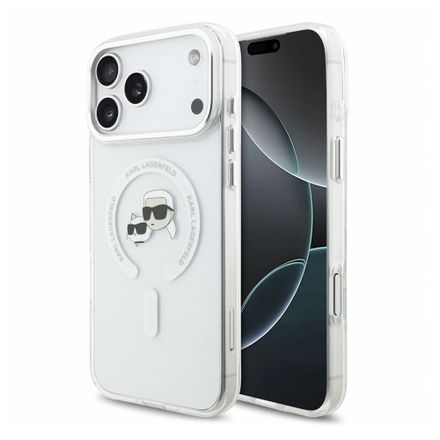 Karl Lagerfeld IML K&CH Heads Metal Frame MagSafe kryt iPhone 18 Pro Max biely
