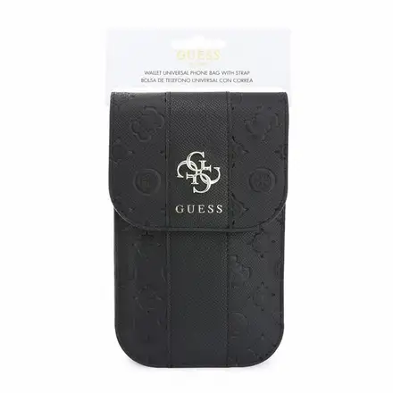 Guess PU 4G Peony Stripe Metal Logo Taška na Telefón čierna