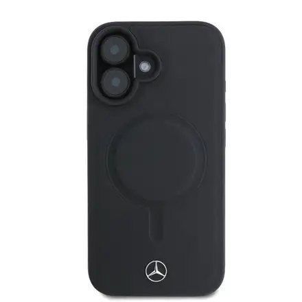Mercedes Smooth Leather MagSafe Zadný Kryt pre iPhone 16 Plus čierny