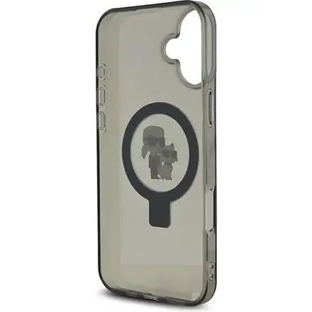 Karl Lagerfeld Ringstand Karl and Choupette MagSafe kryt iPhone 16 čierny