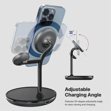 Adam Elements Omnia M3+ Magnetic 3-in-1 Wireless Charging Station + Charger - Black