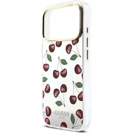 Guess PC/TPU Mirror Glitter Cherry MagSafe kryt iPhone 17 Pro biely