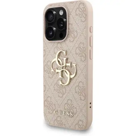 Guess PU 4G Metal Logo Strap kryt iPhone 15 Pro Max ružový