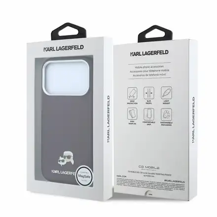 Karl Lagerfeld PU Grained Semi Wrap K&CH Heads Magsafe kryt iPhone 18 Pro tmavo červená