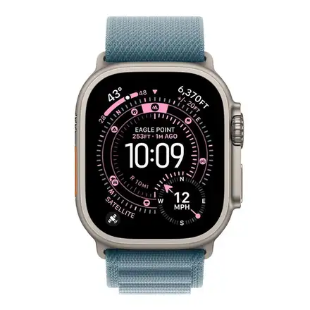 Apple Watch 49mm Light Blue Alpine Loop - Small - Natural Titanium Finish