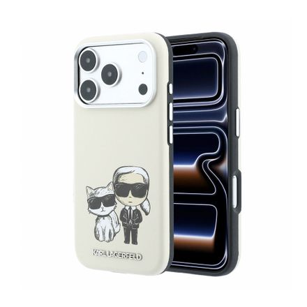 Karl Lagerfeld PU Semi Wrap Smooth Sketch Bodies Magsafe kryt iPhone 18 Pro bežový