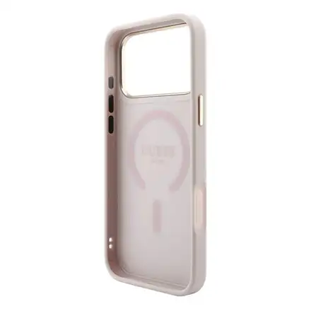 Guess PU Leather 4G Gold Frame Embossed MagSafe kryt iPhone 18 Pro Max ružový