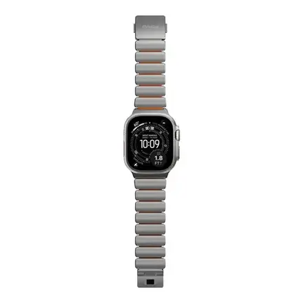 Nomad remienok Stratos pre Apple Watch 44-49mm - Ultra Orange/Natural Hardware