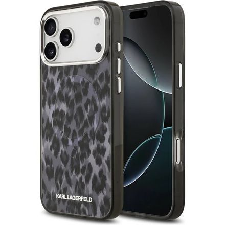 Karl Lagerfeld IML Leopard MagSafe kryt iPhone 17 Pro šedá