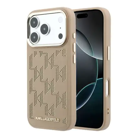 Karl Lagerfeld PU Perforated Monogram MagSafe MagSafe kryt iPhone 17 Pro Max hnedý