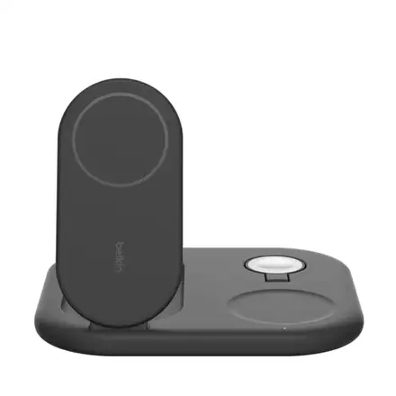 Belkin Boost Charge 3-in-1 Magnetic Foldable Wireless Charger with Qi2 15W + 36W Charger - Black