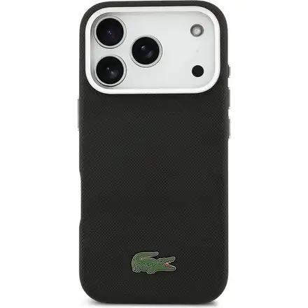 Lacoste Iconic Petit Pique Metal Logo MagSafe kryt iPhone 17 Pro Max čierny