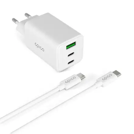 Epico UltraBoost GaN 65W Wall Charger EA65 with 1,2m USB-C Cable - biely