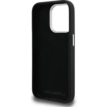 Karl Lagerfeld Grained PU K&CH Heads kryt iPhone 15 Pro čierny