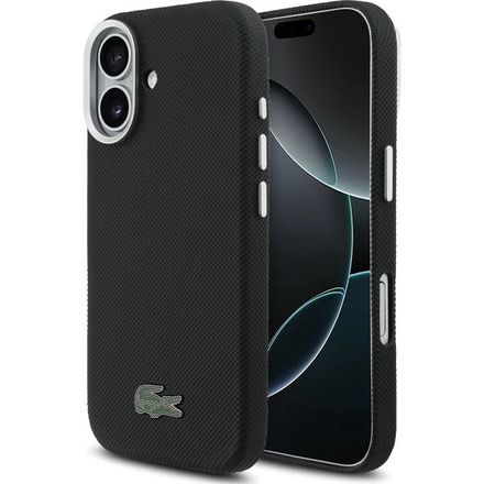 Lacoste PVC Iconic Petit Pique Metal Logo MagSafe kryt iPhone 17 čierny