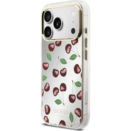 Guess PC/TPU Mirror Glitter Cherry MagSafe kryt iPhone 17 Pro biely