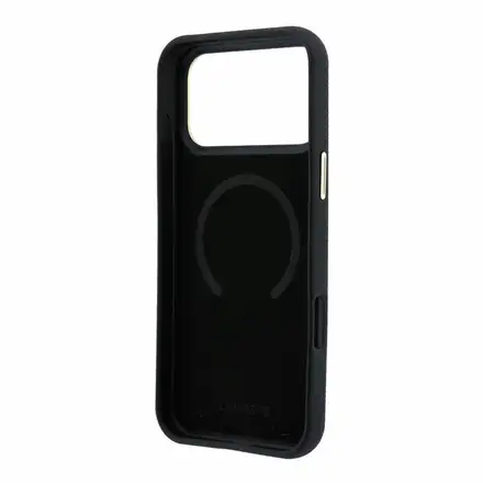 Lacoste PU Leather Champs Elysees Gold Logo MagSafe kryt iPhone 18 Pro Max čierny