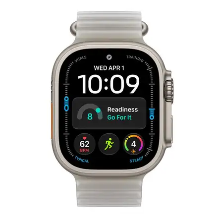 Apple Watch 49mm Translucent Grey Ocean Band Extension - Natural Titanium Finish