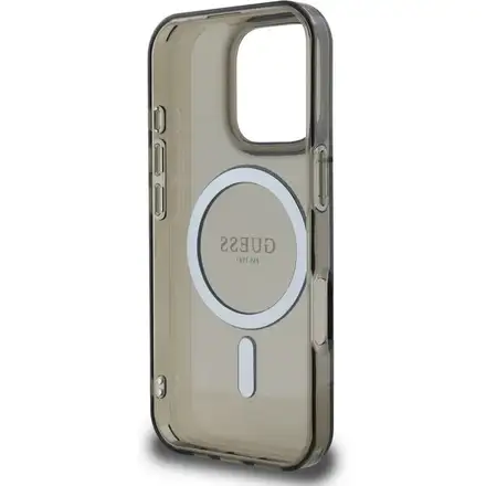 Guess IML Glitter Ring MagSafe kryt iPhone 16 Pro Max čierny