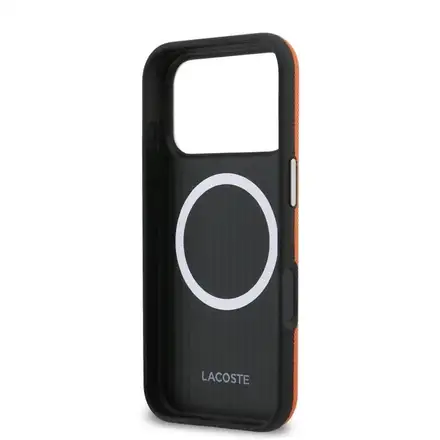 Lacoste PVC Petit Pique Semi Wrap MagSafe pre iPhone 17 Pro Max oranžový