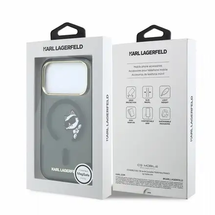 Karl Lagerfeld IML Choupette Peekaboo Magsafe kryt iPhone 18 Pro čierna