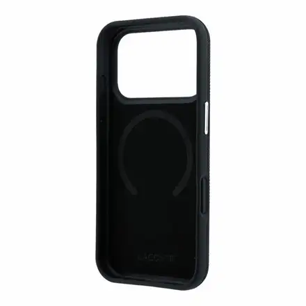 Lacoste PVC Petit Pique Semi Wrap Embossed MagSafe kryt iPhone 18 Pro Max čierny