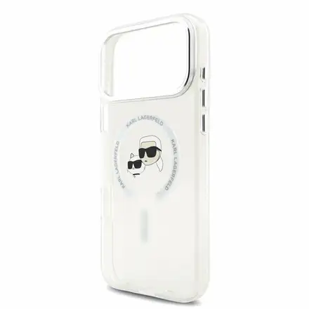Karl Lagerfeld IML K&CH Heads Metal Frame MagSafe kryt iPhone 18 Pro Max biely