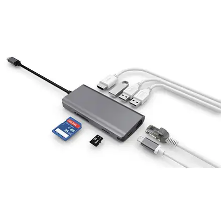 LMP USB-C mini Dock 8-port - Space Gray Aluminium