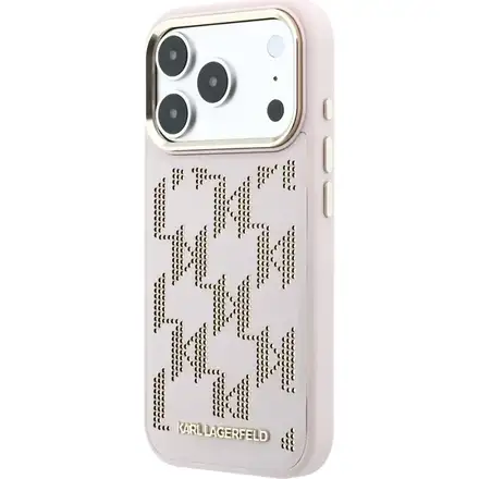 Karl Lagerfeld PU Perforated Monogram MagSafe MagSafe kryt iPhone 17 Pro ružový