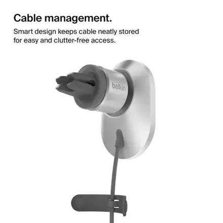 Belkin Boost Charge Pro Magnetic Wireless Car Charger with Qi2 15W + 20W Charger - Gray