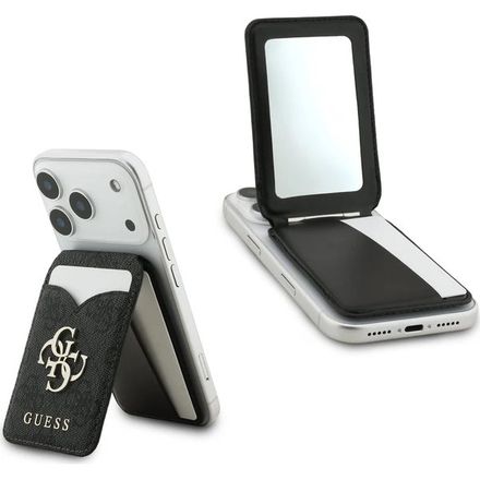 Guess PU 4G Mirror MagSafe Cardslot Peňaženka so Stojanom čierna