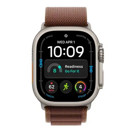 Apple Watch 49mm Burgundy Alpine Loop - Large - Natural Titanium Finish