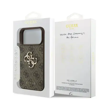Guess PU 4G Metal Logo kryt iPhone 18 Pro hnedá