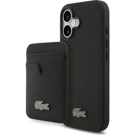 Lacoste Iconic Petit Pique MagSafe kryt + peňaženka iPhone 17 čierny